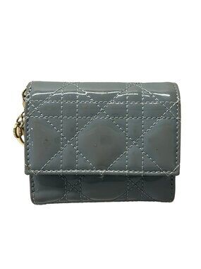 Dior Trifold Wallet Lady Gray Leather